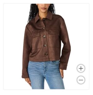 Steve Madden Women's Faux Suede Crop Jacket Brown New